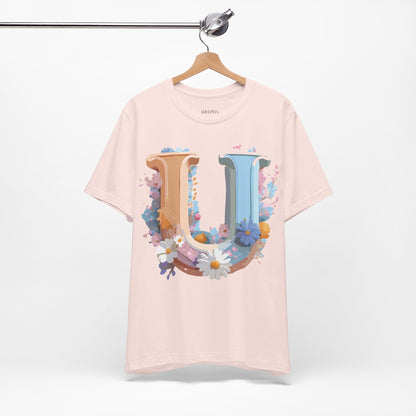 Natural Cotton Tee Shirt - Letters Collection - U Printify