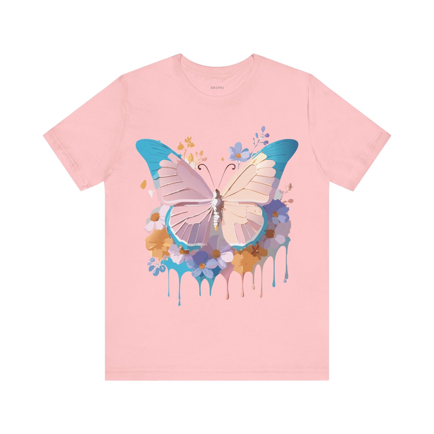 Natural Cotton Tee Shirt with Butterfly