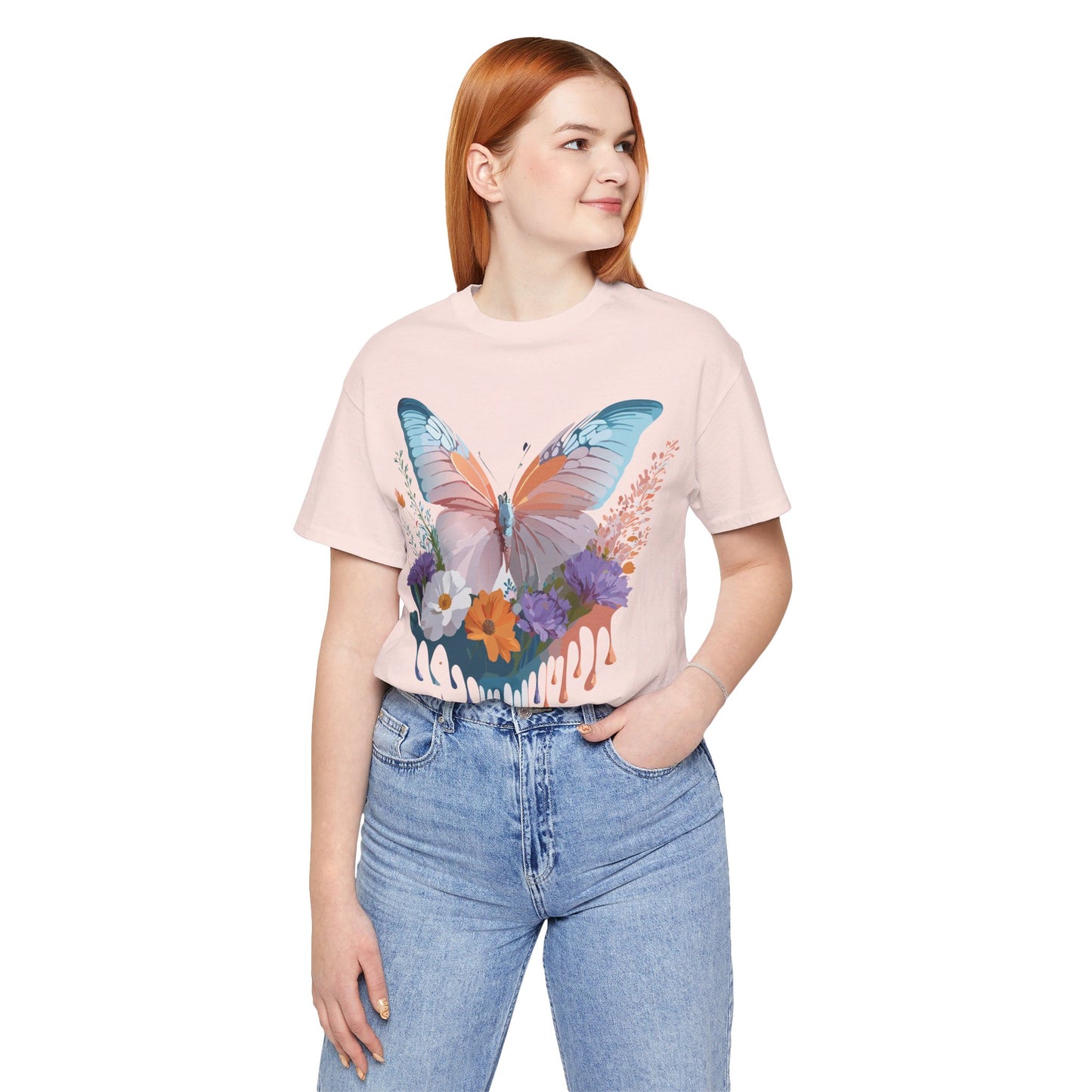 T-shirt en coton naturel avec papillon