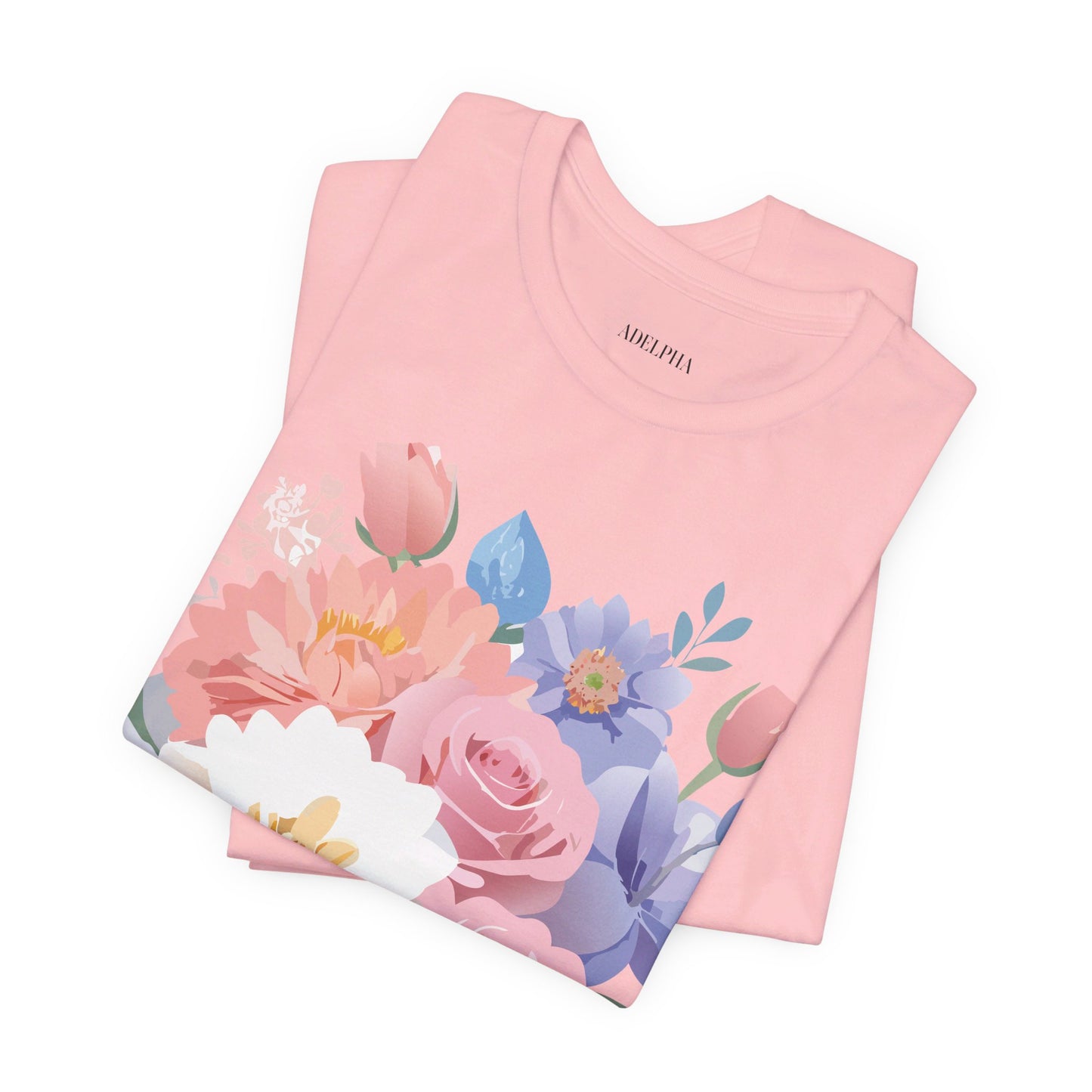 T-shirt en coton naturel avec fleurs