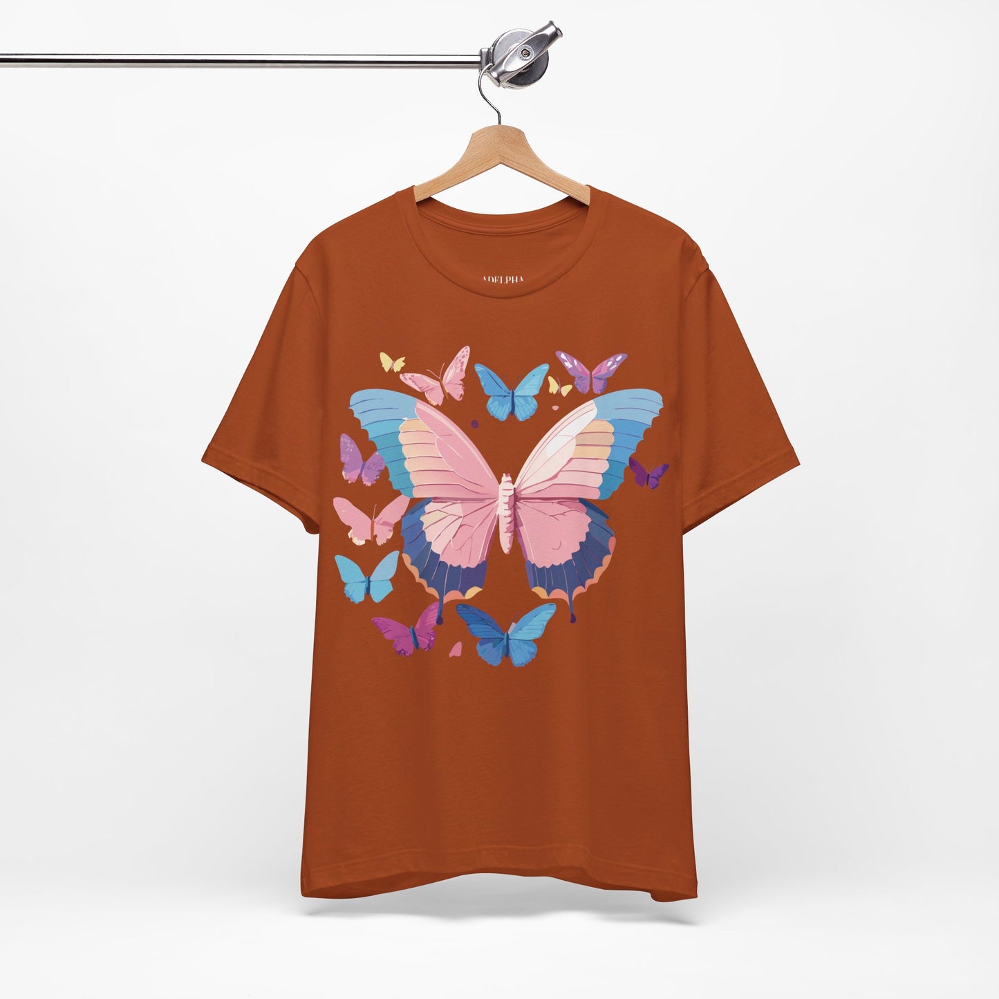 Natural Cotton Tee Shirt with Butterfly