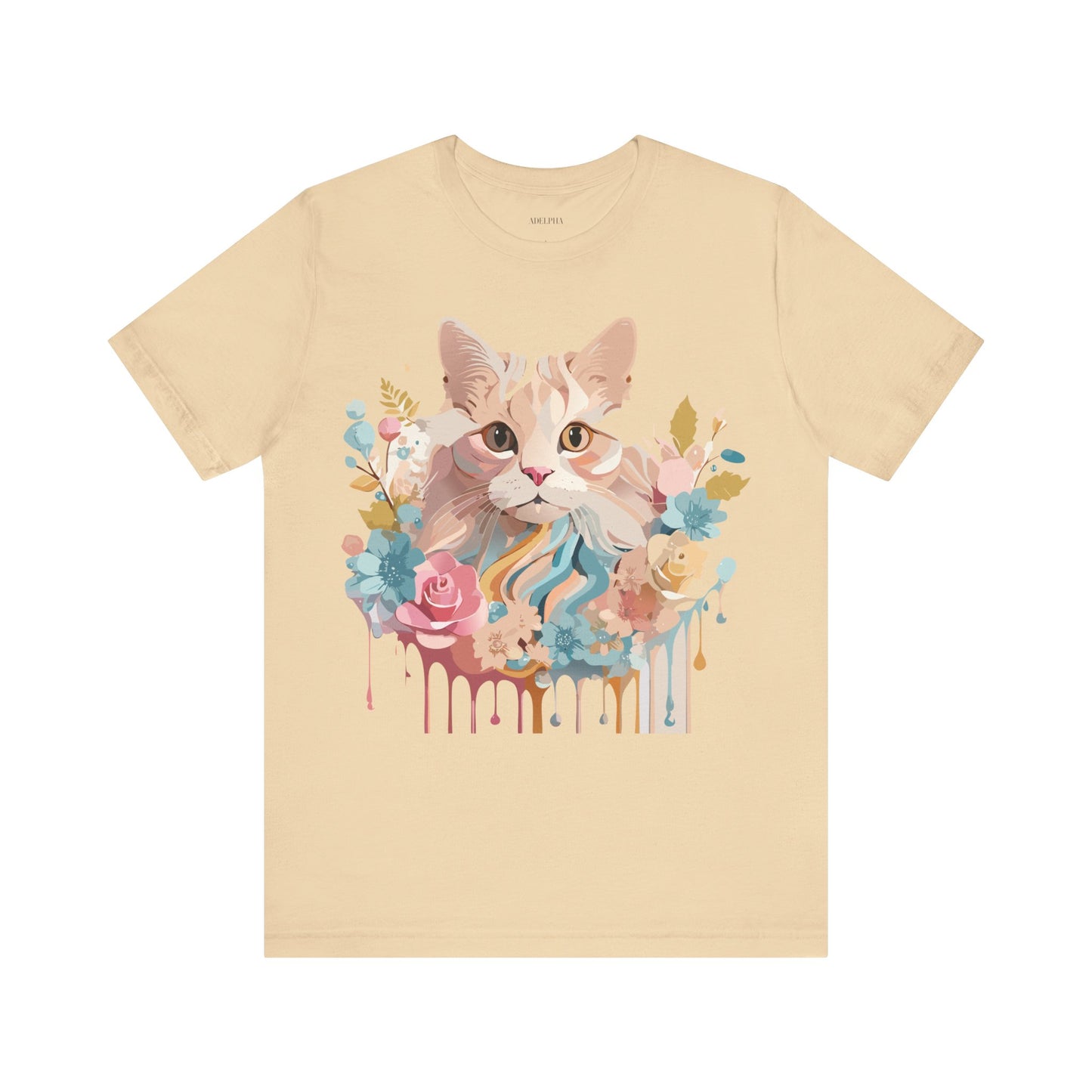 Natural Cotton Tee Shirt with Cat