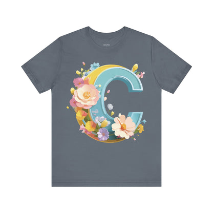 Natural Cotton Tee Shirt - Letters Collection - C Printify
