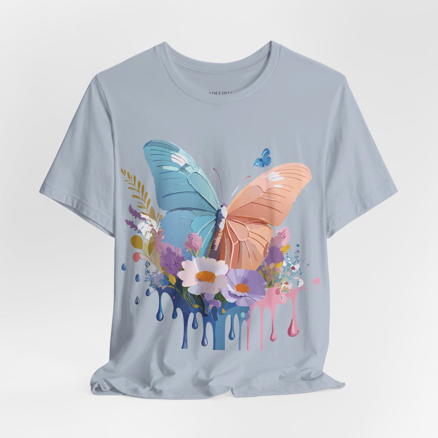 Natural Cotton Tee Shirt with Butterfly