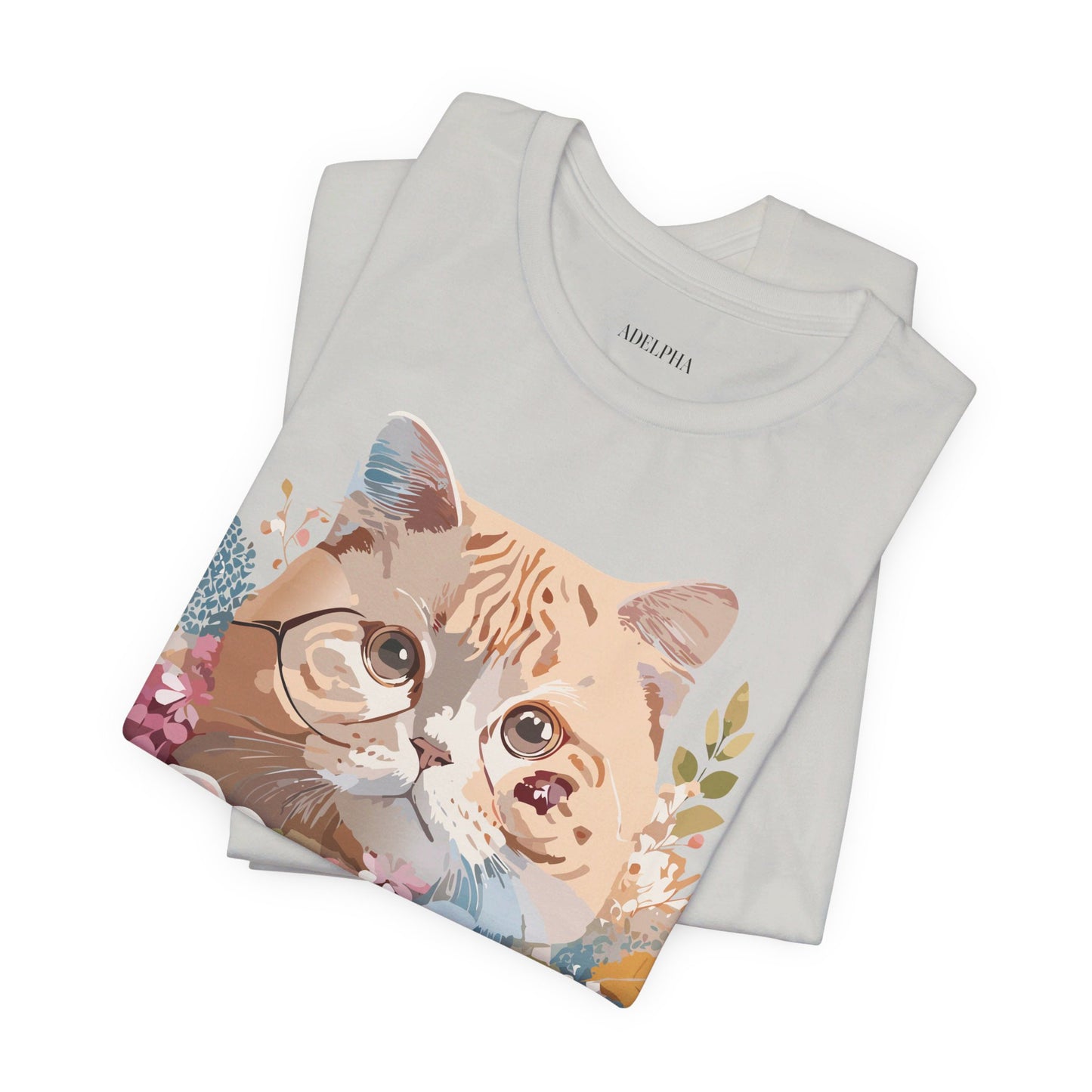 Natural Cotton Tee Shirt with Cat