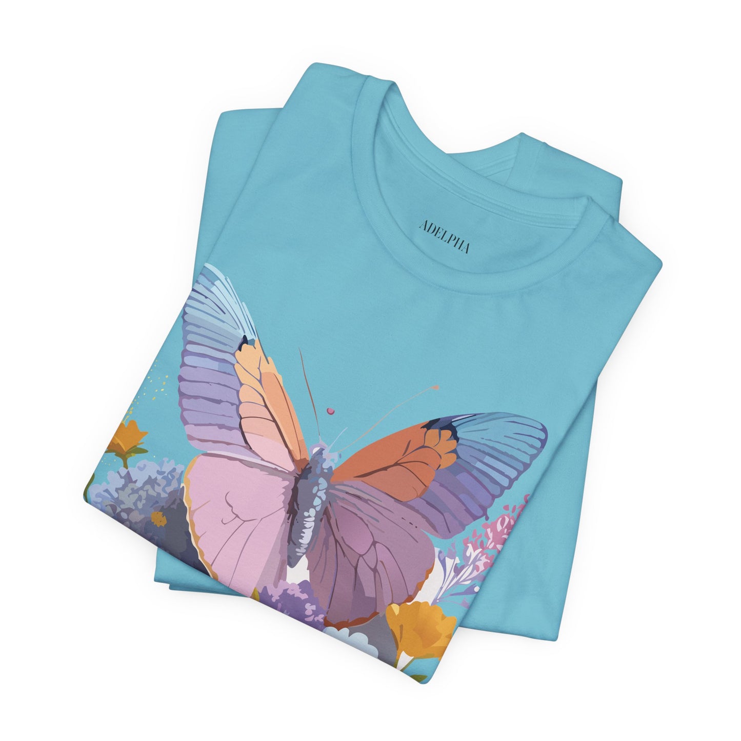 Natural Cotton Tee Shirt with Butterfly