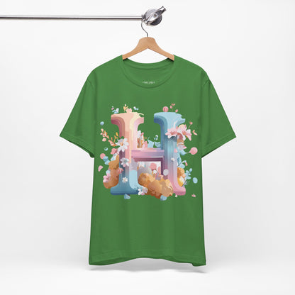 Natural Cotton Tee Shirt - Letters Collection - H Printify