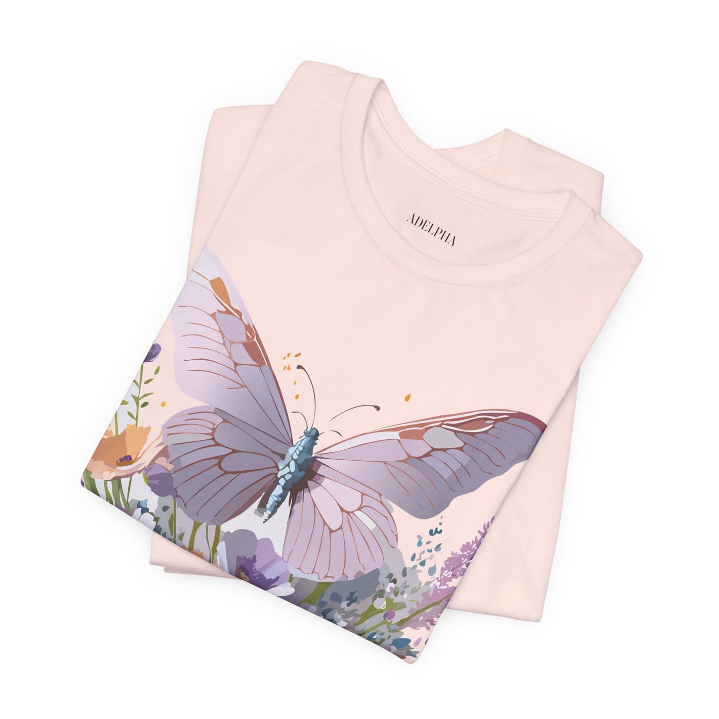 Natural Cotton Tee Shirt with Butterfly