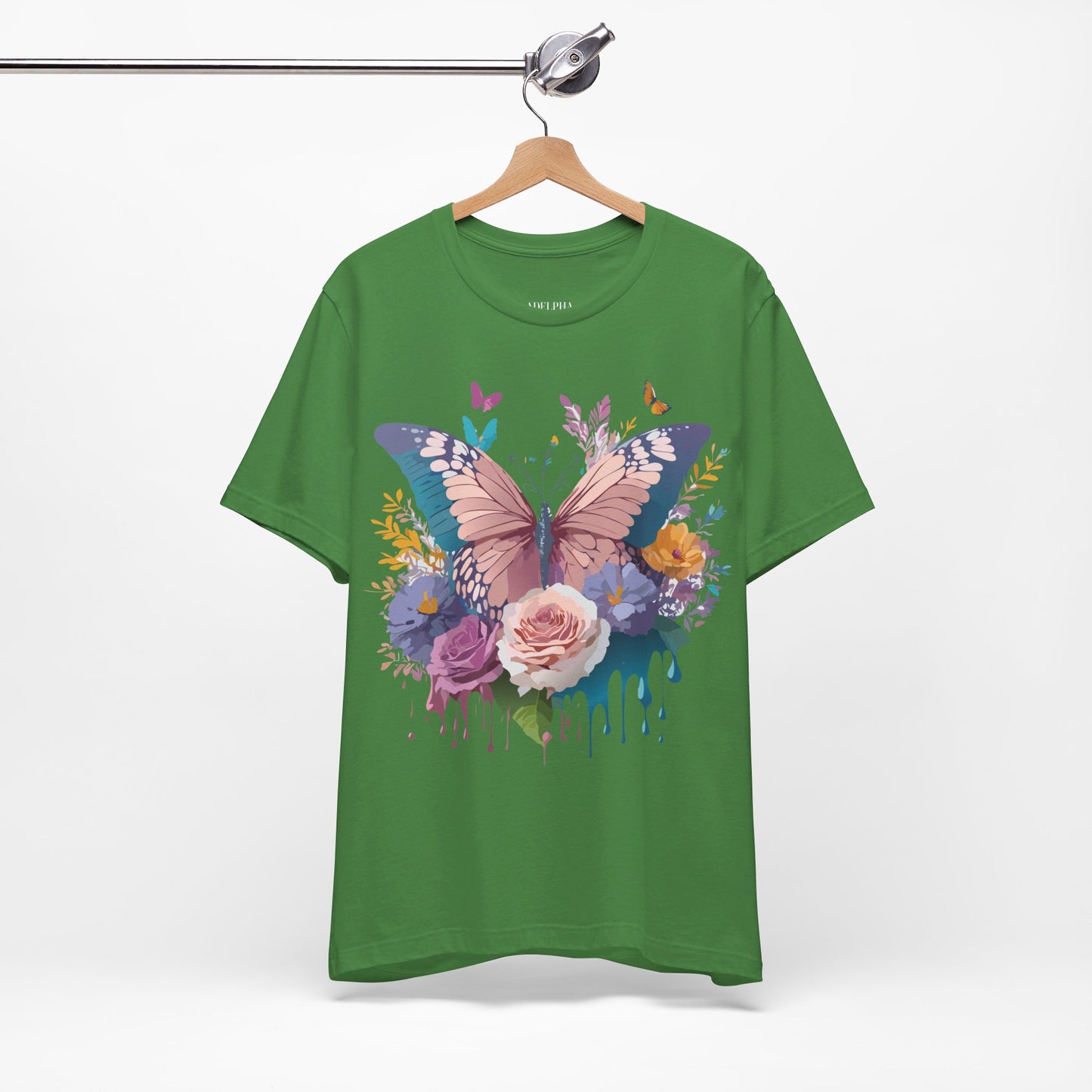 Natural Cotton Tee Shirt with Butterfly