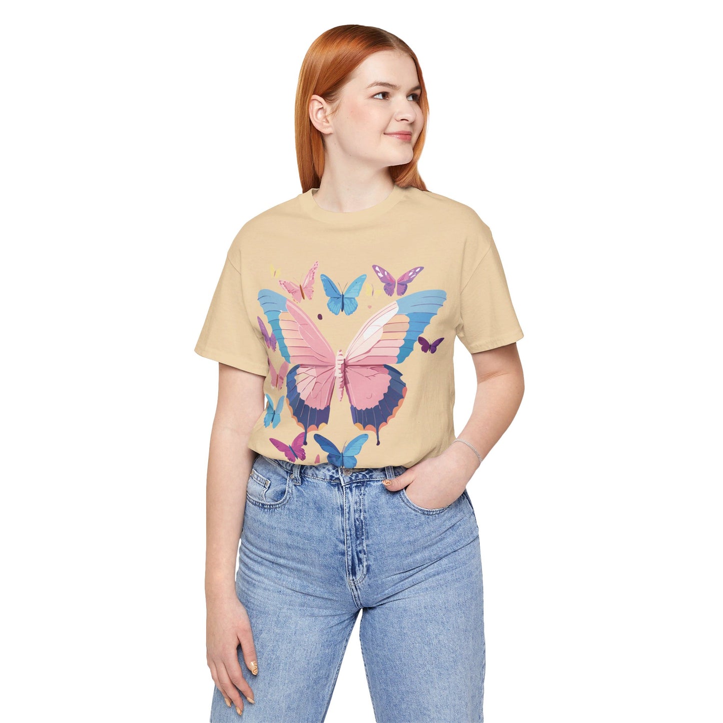 T-Shirt aus natürlicher Baumwolle mit Schmetterling