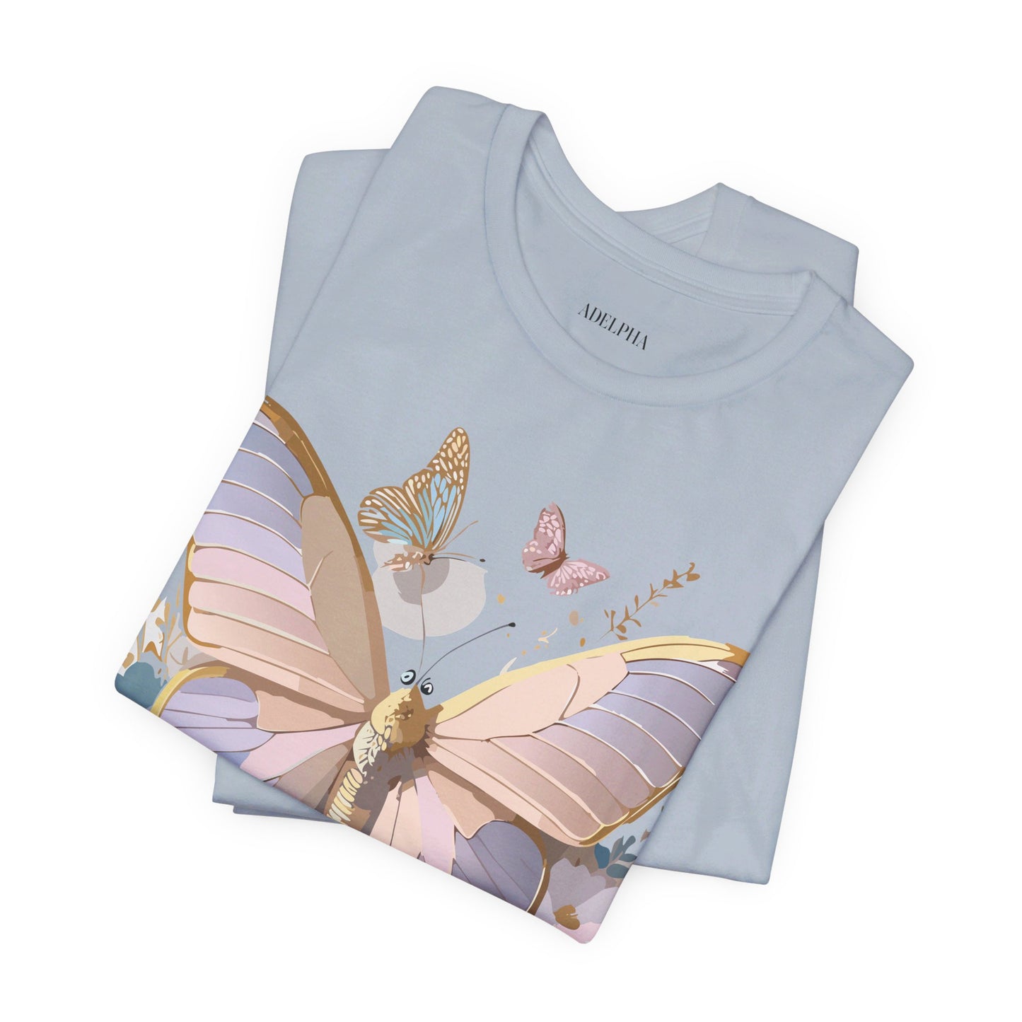 Natural Cotton Tee Shirt with Butterfly