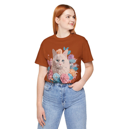 Natural Cotton Tee Shirt with Cat Printify