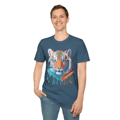 Tiger Print Shirt Unisex Softstyle Tee 100 Percent Ring Spun Cotton