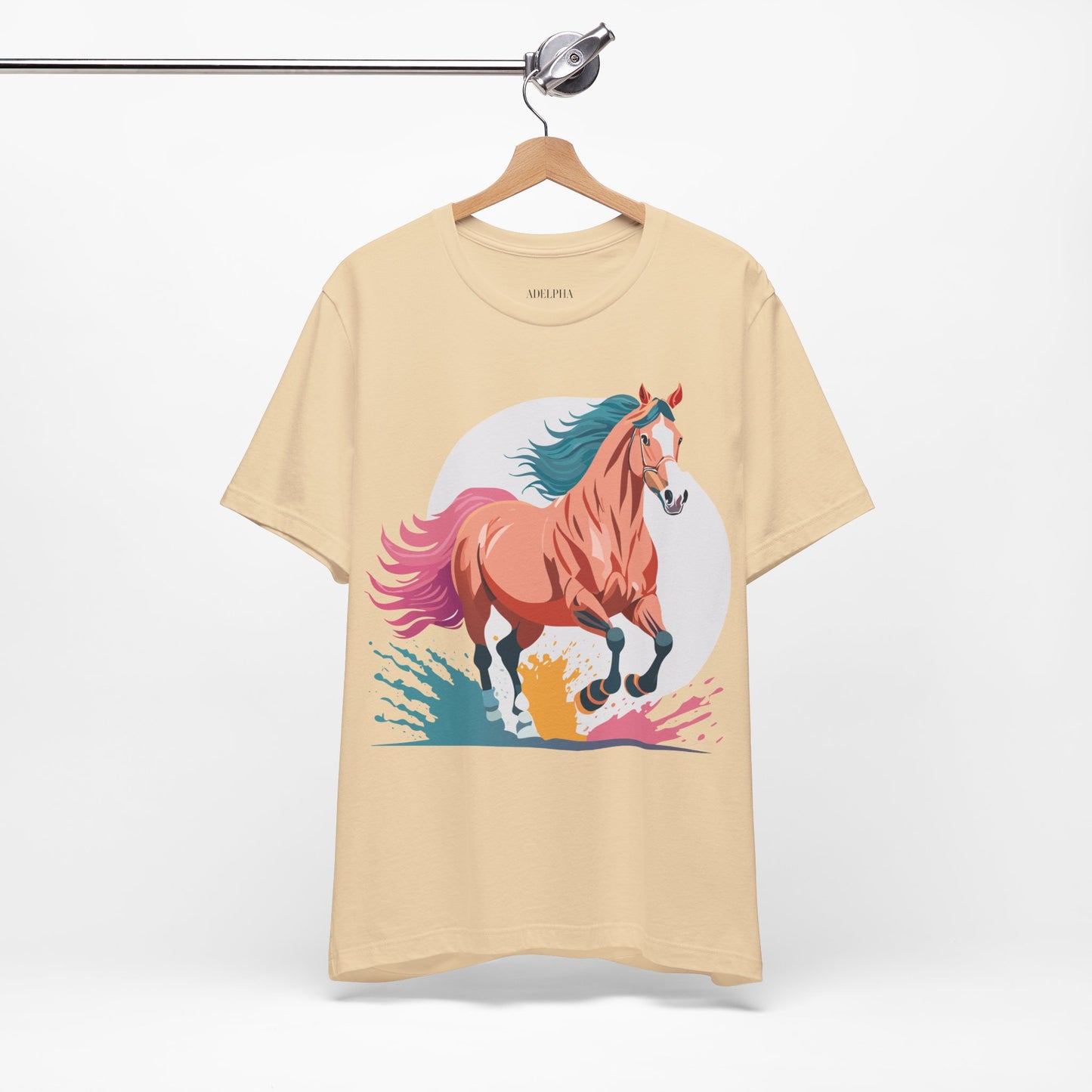 Natural Cotton Tee Shirt with Horse