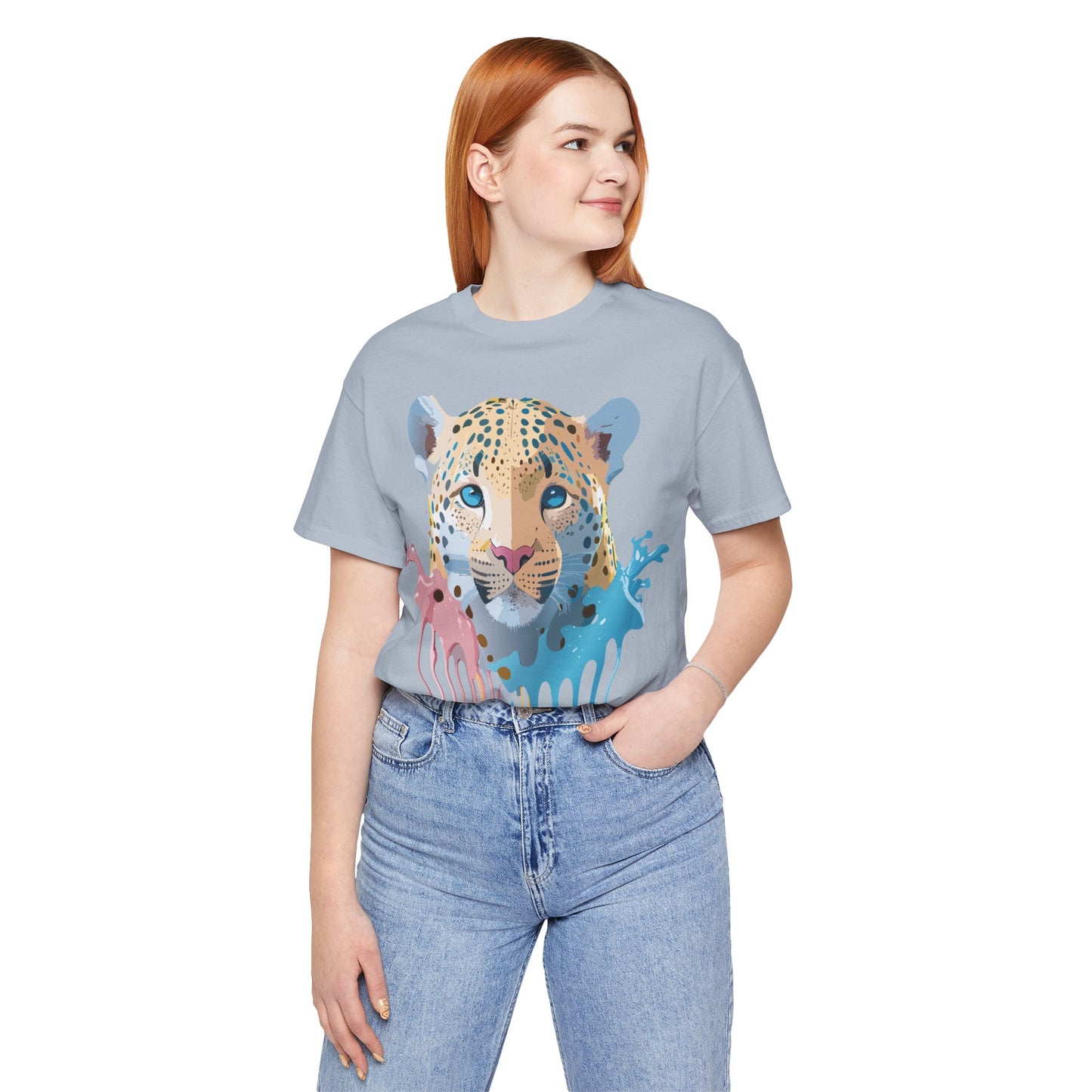 Natural Cotton Tee Shirt with Cheetah