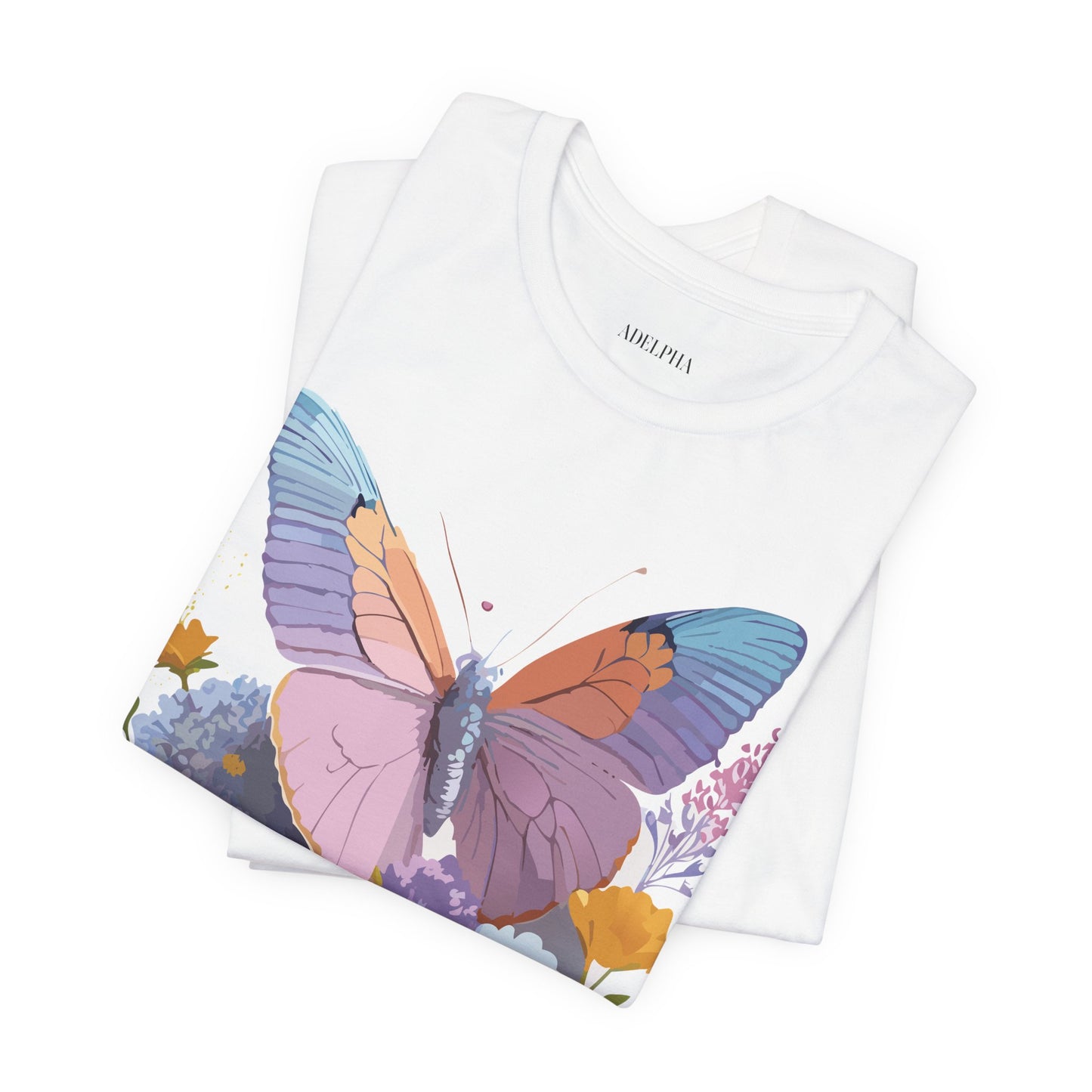 Natural Cotton Tee Shirt with Butterfly