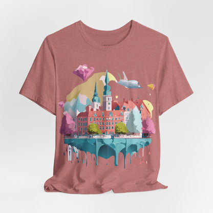 Natural Cotton Tee Shirt - Beautiful Places Collection - Warnemünde and Rostock - Germany Printify