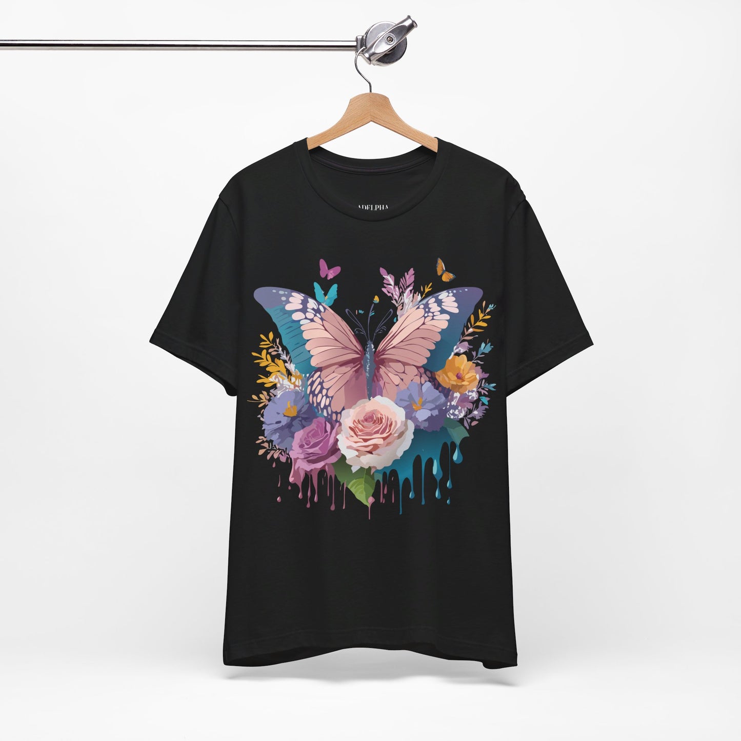 Natural Cotton Tee Shirt with Butterfly