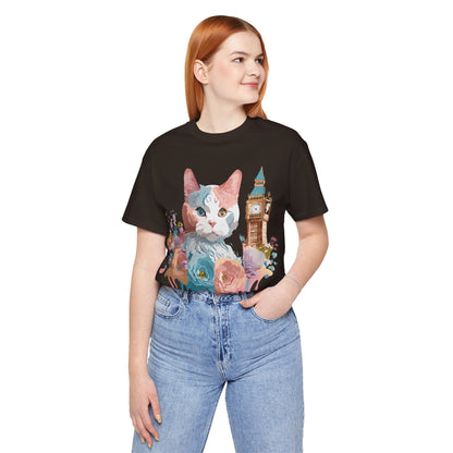 Natural Cotton Tee Shirt with Cat Printify