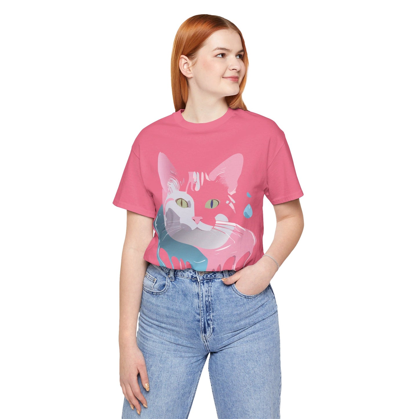 Natural Cotton Tee Shirt with Cat