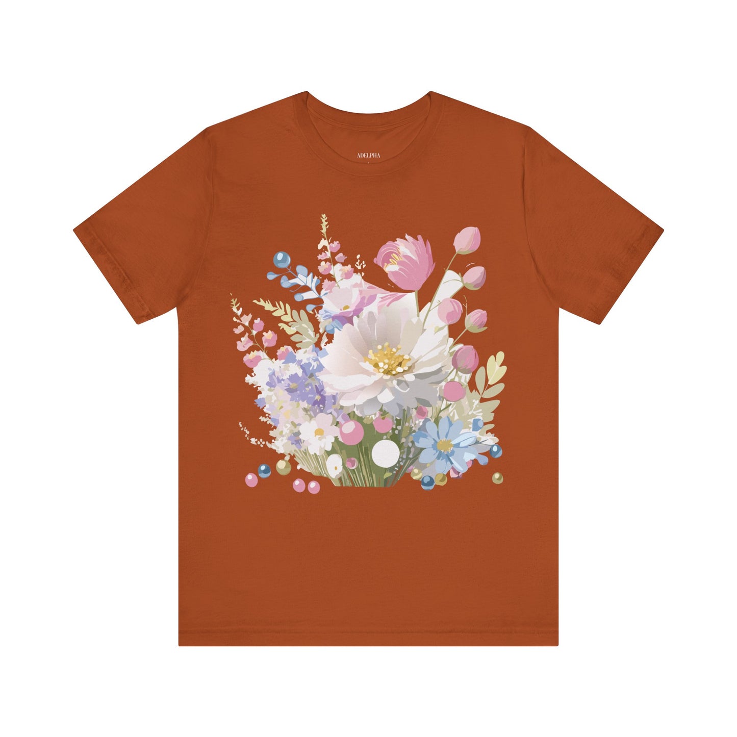 Natural Cotton Tee Shirt with Flowers