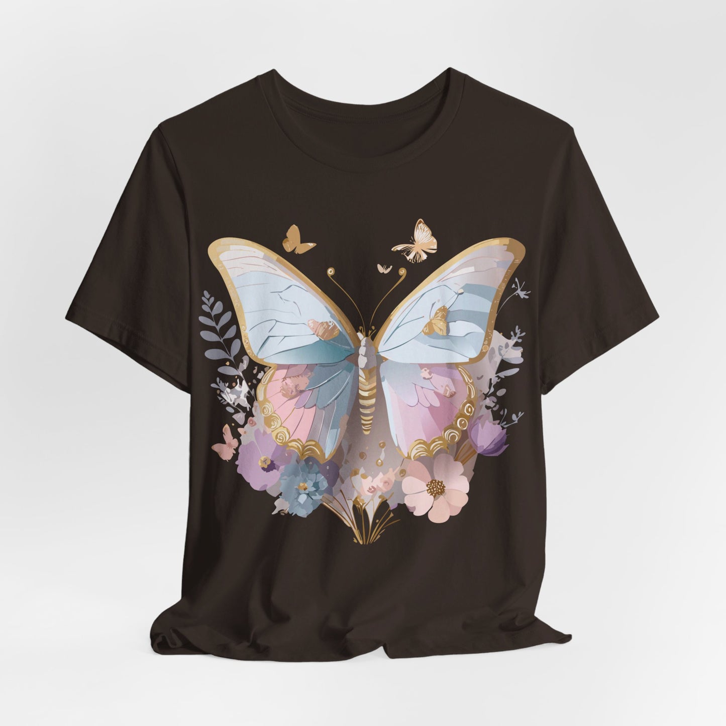 Natural Cotton Tee Shirt with Butterfly