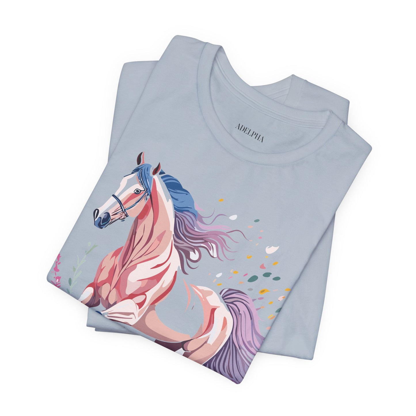 Natural Cotton Tee Shirt with Horse