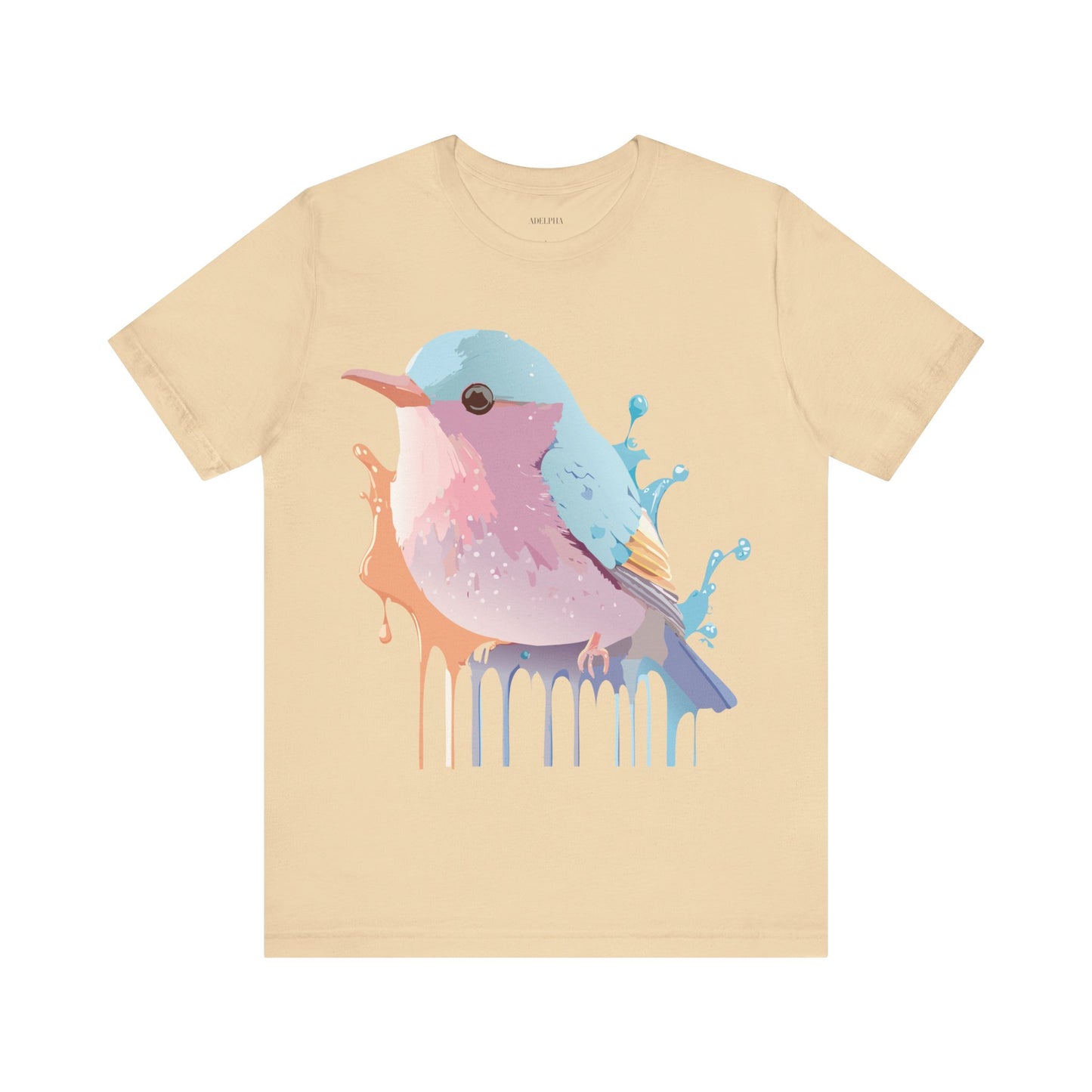 Natural Cotton Tee Shirt with Bird