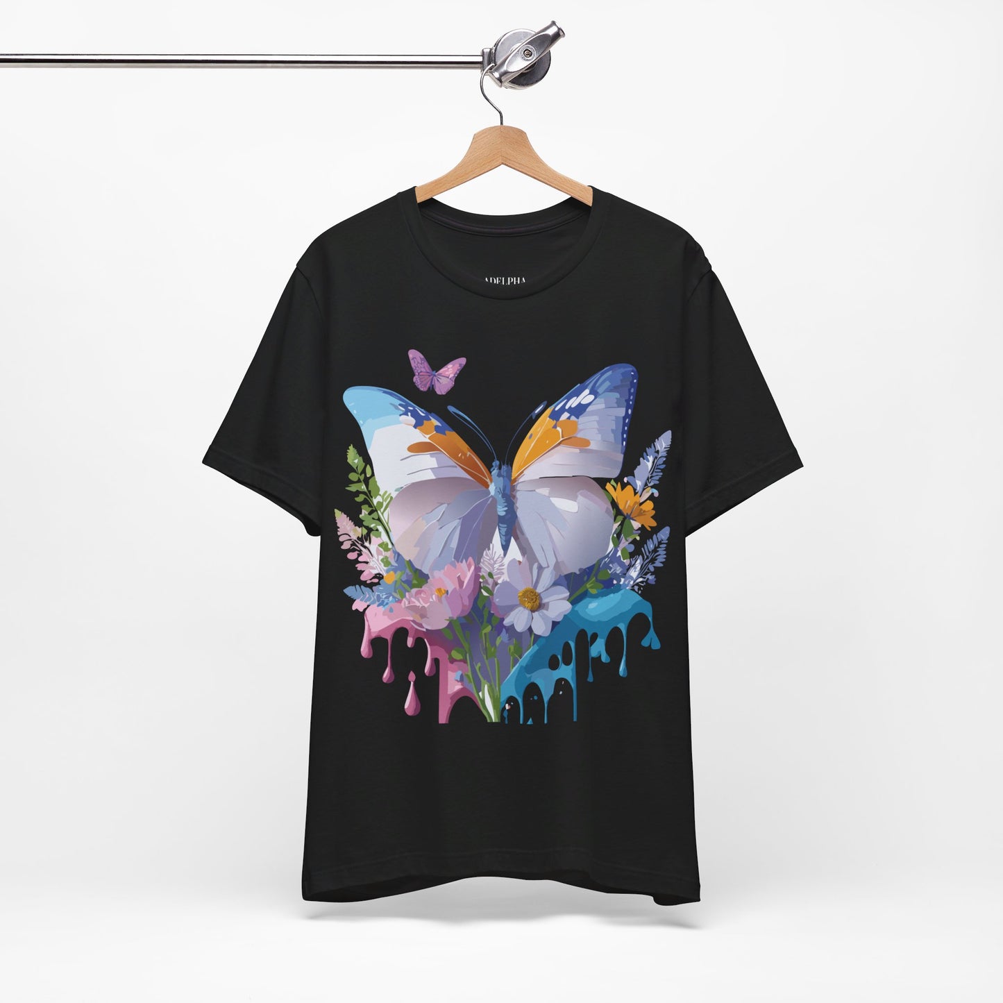 Natural Cotton Tee Shirt with Butterfly