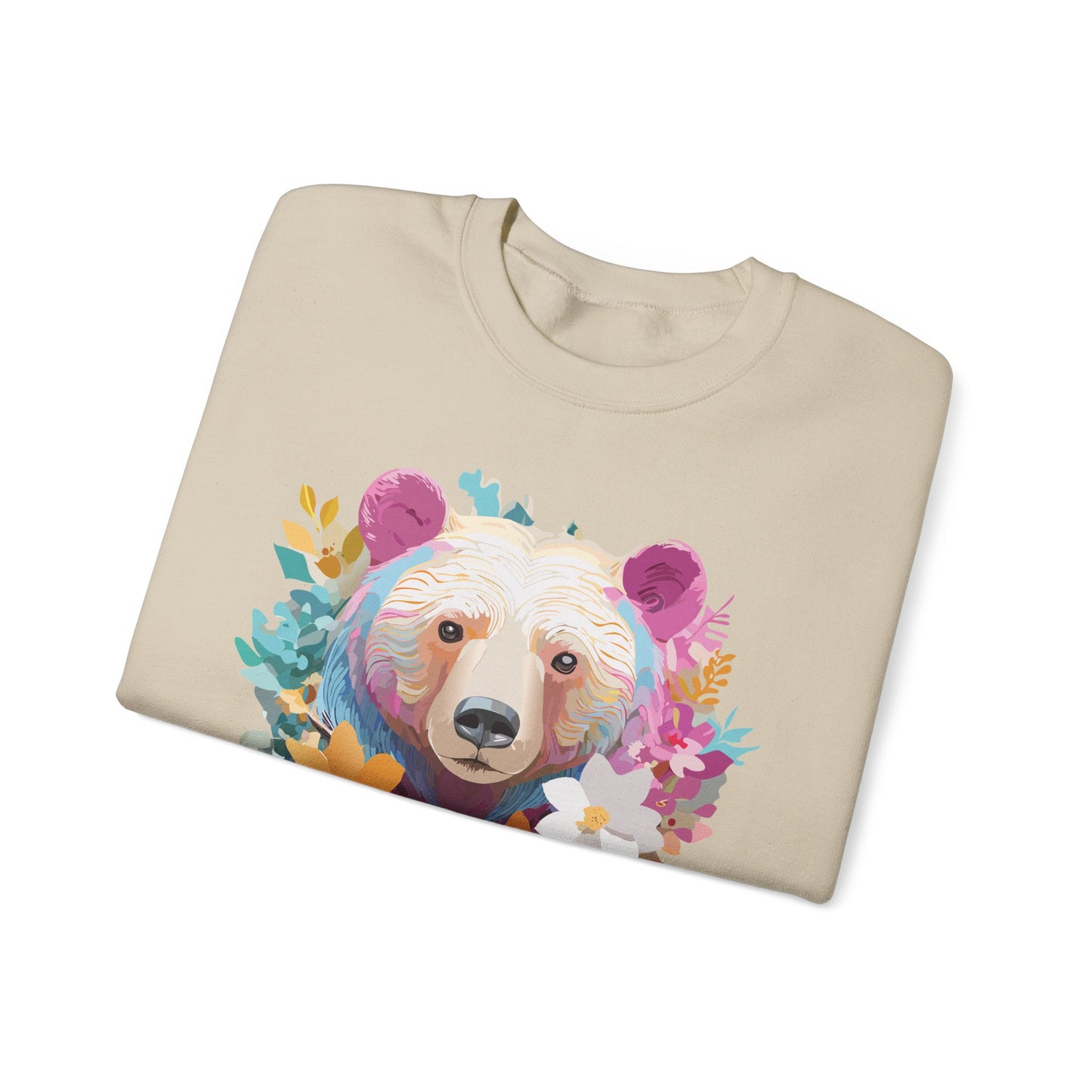 Unisex Floral Bear Sweatshirt, Animals Sweatshirt, Floral Sweatshirt, Art Design Sweatshirt