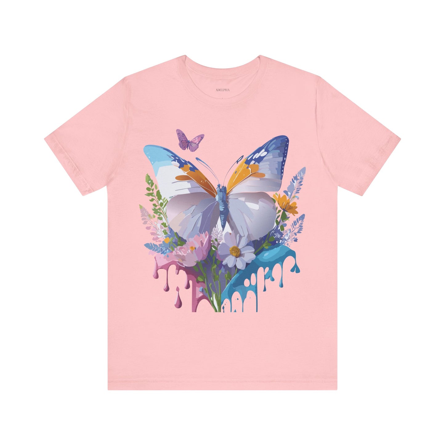 Natural Cotton Tee Shirt with Butterfly