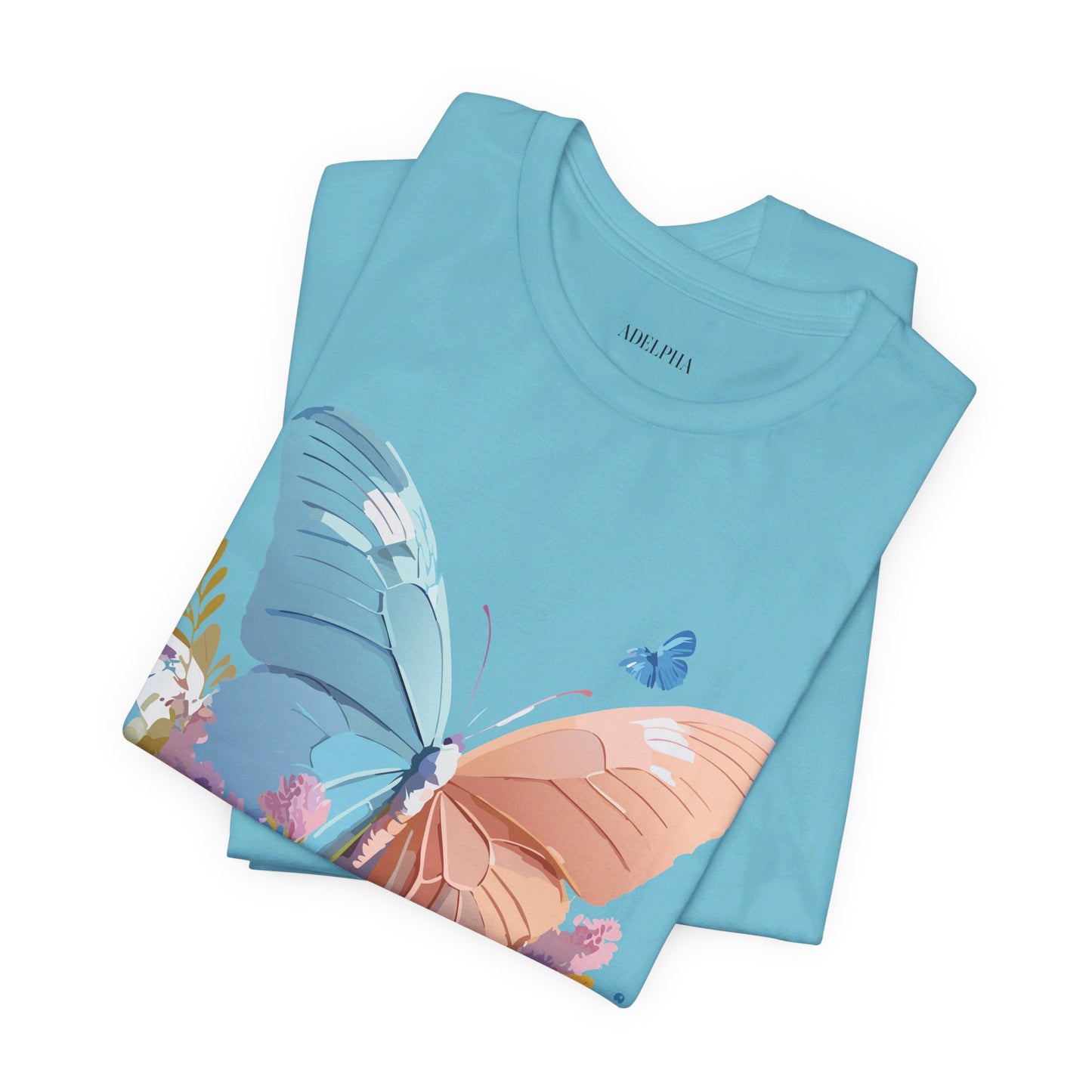 Natural Cotton Tee Shirt with Butterfly