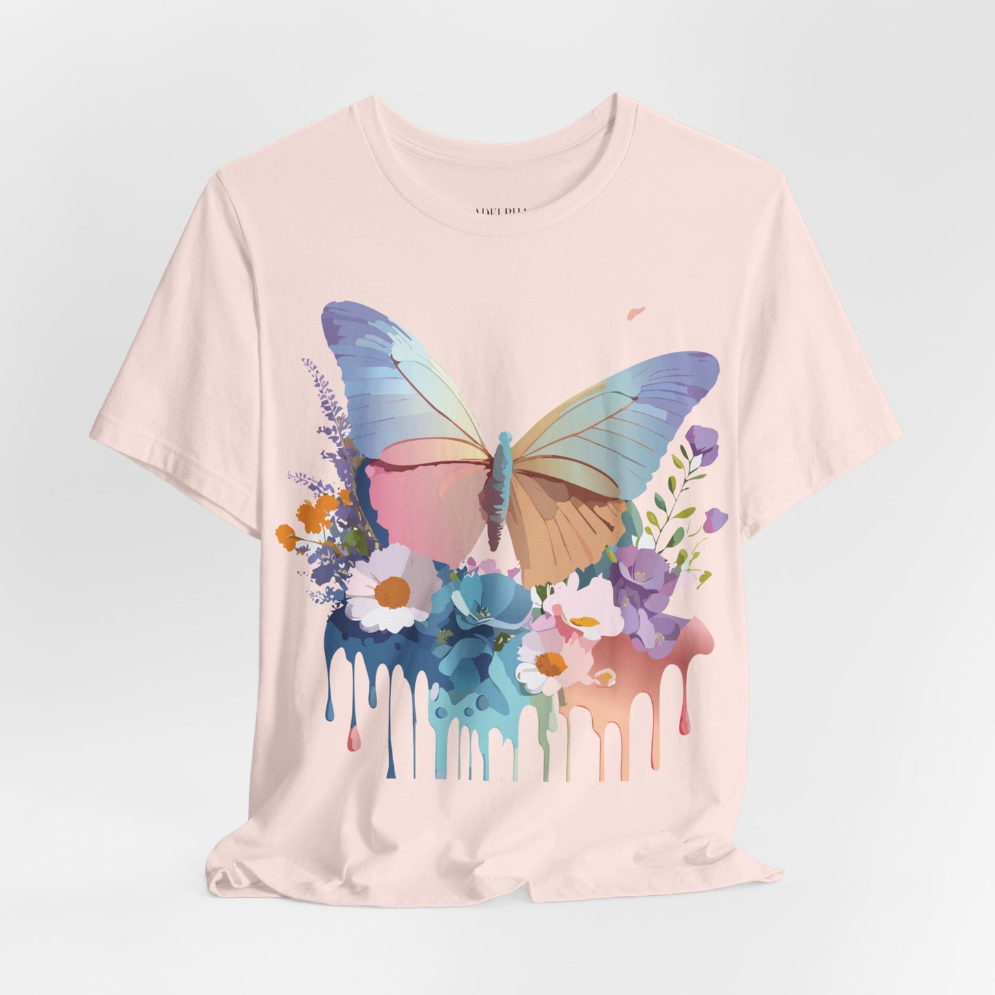 Natural Cotton Tee Shirt with Butterfly