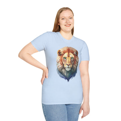 Gildan Softstyle Lion Shirt Unisex Floral Tee Animal Print Tee