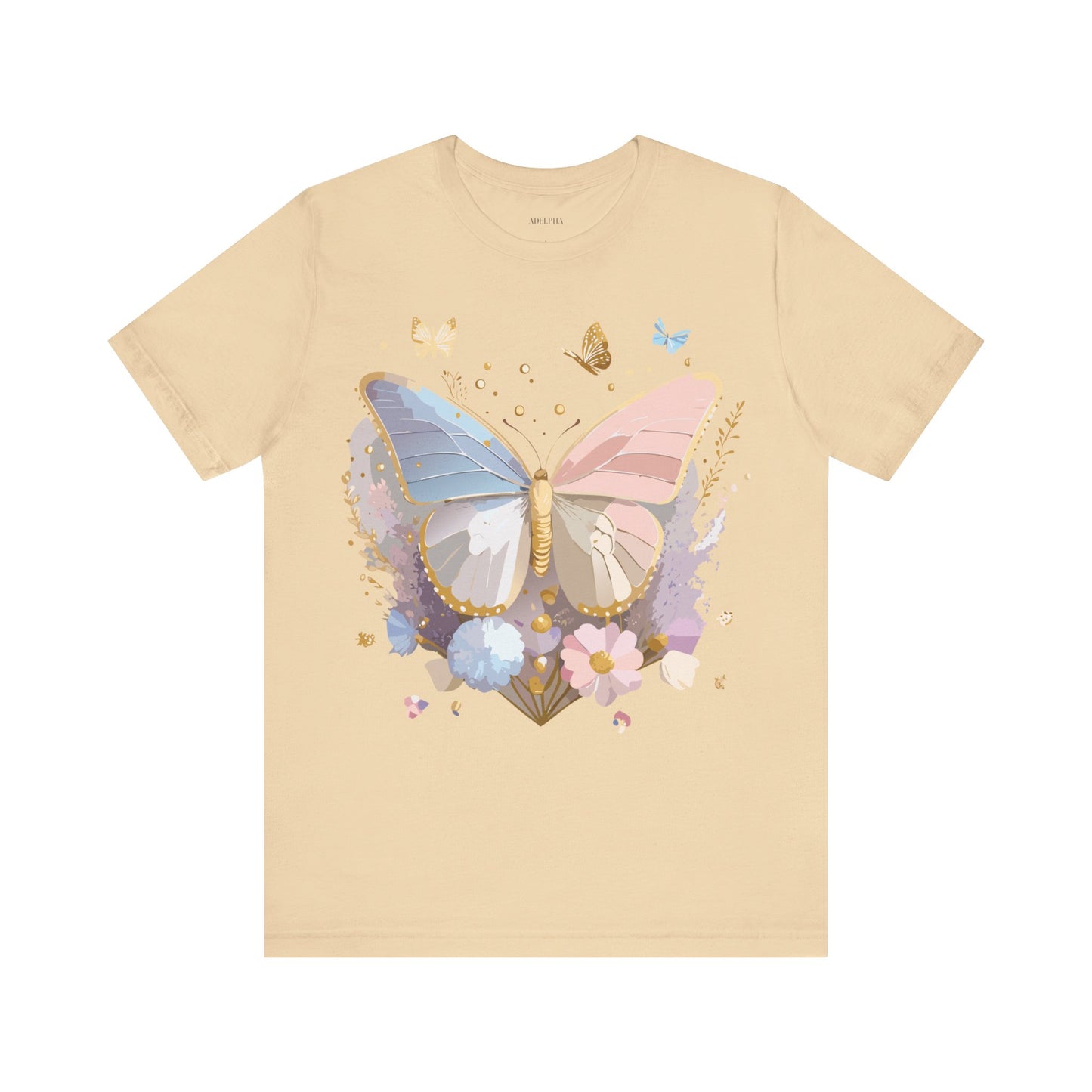 Natural Cotton Tee Shirt with Butterfly