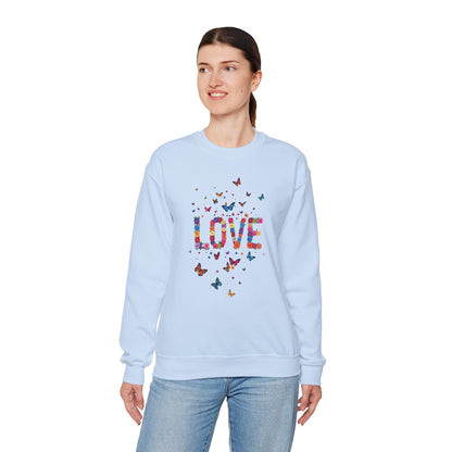 Unisex Floral Love Sweatshirt Fifty Fifty Cotton Poly Valentines Day