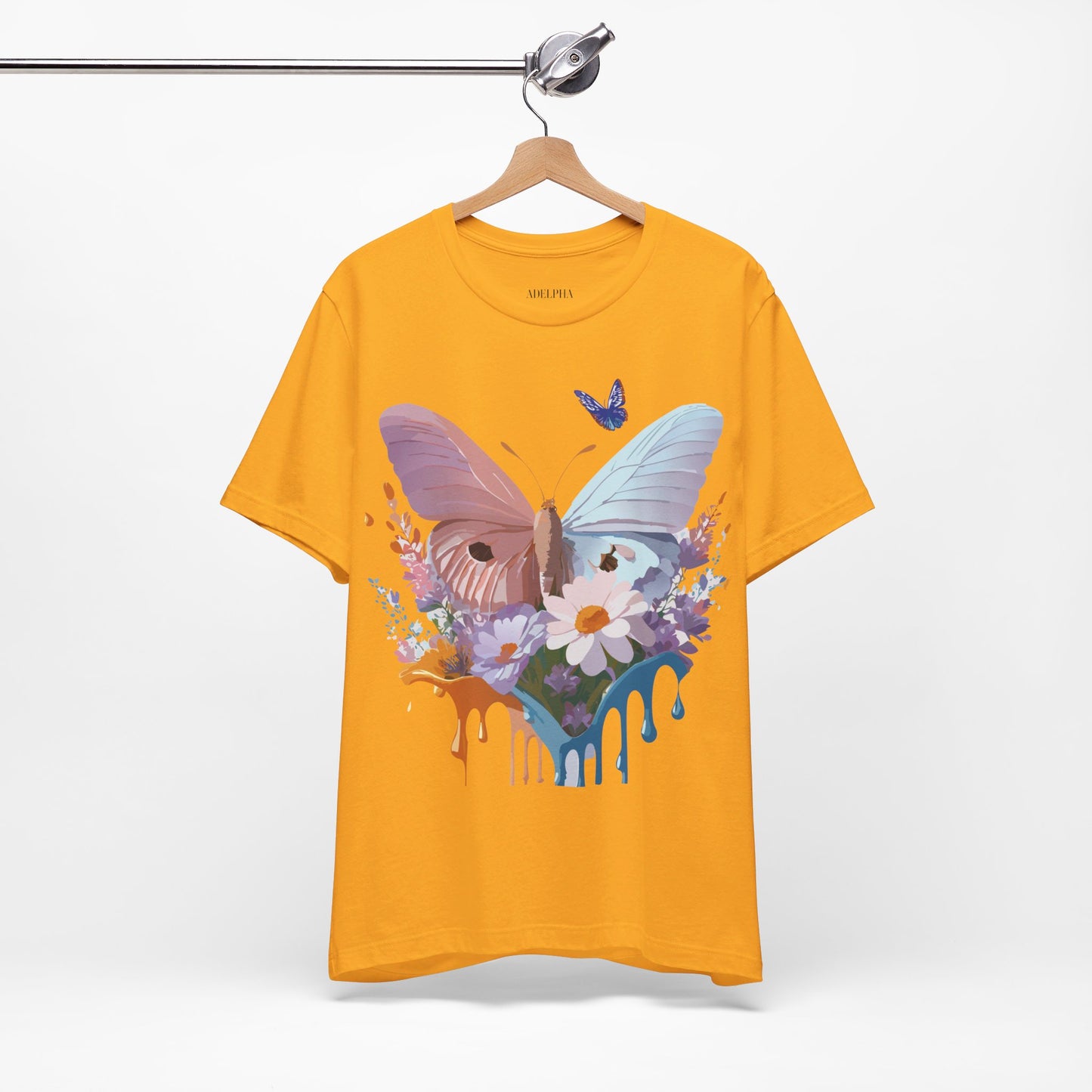 Natural Cotton Tee Shirt with Butterfly