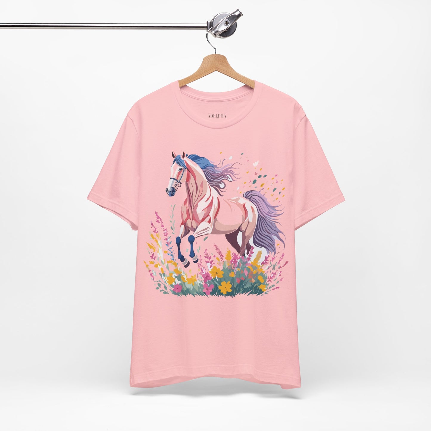 Natural Cotton Tee Shirt with Horse