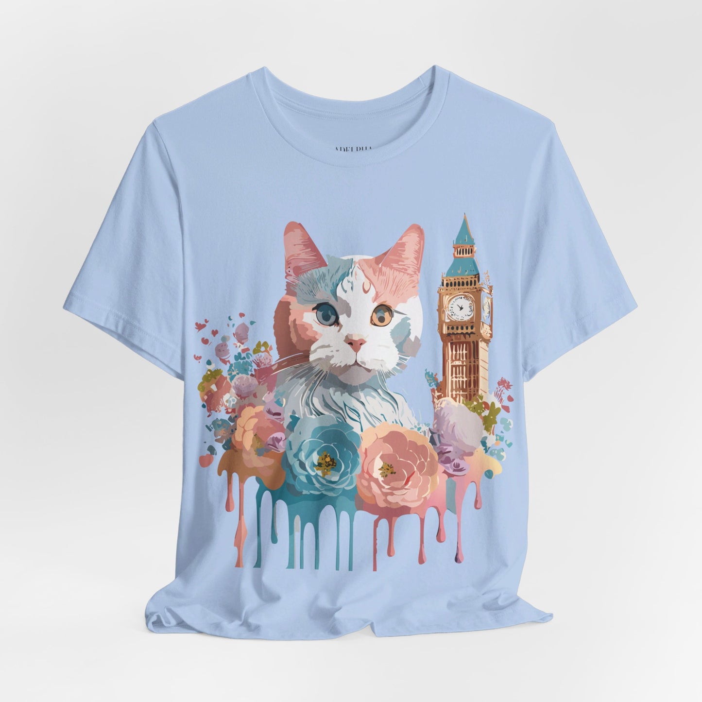 Natural Cotton Tee Shirt with Cat