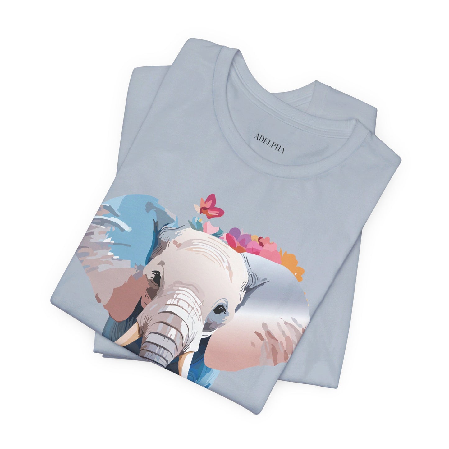 Natural Cotton Tee Shirt with Elephant