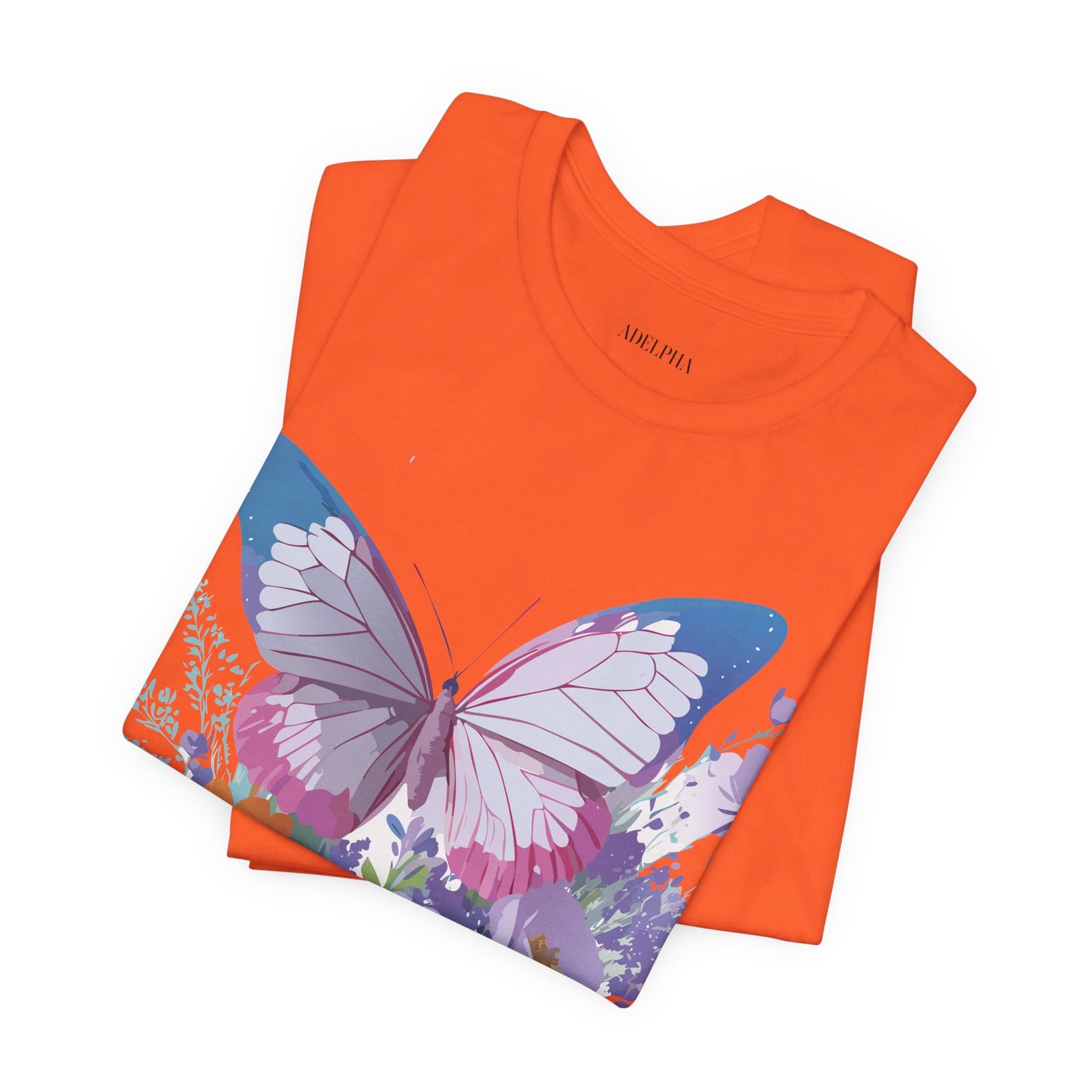 Natural Cotton Tee Shirt with Butterfly