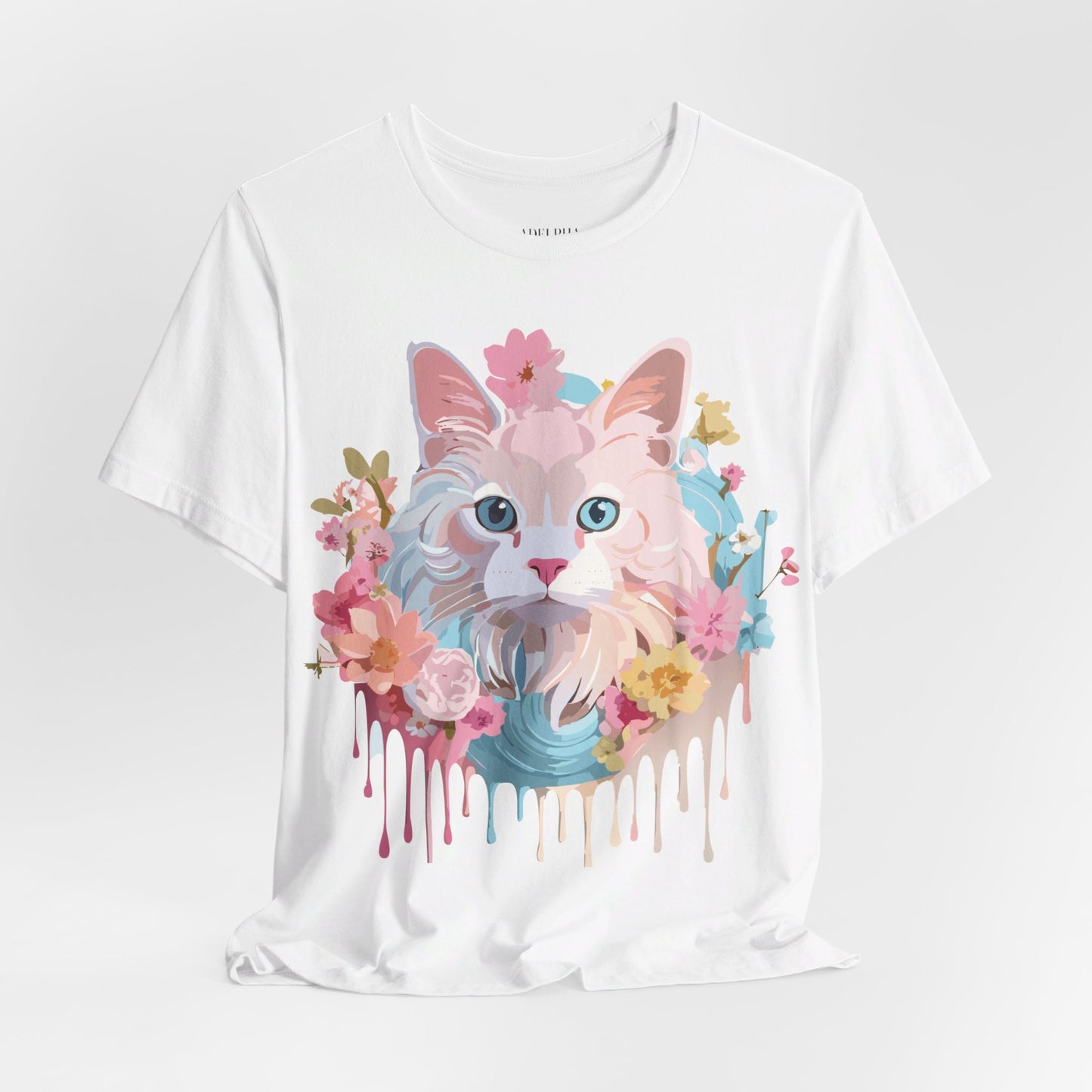 Natural Cotton Tee Shirt with Cat