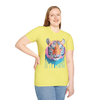 Tiger Print Unisex Softstyle Breathable Cotton Tee 64000 Gildan Shirt