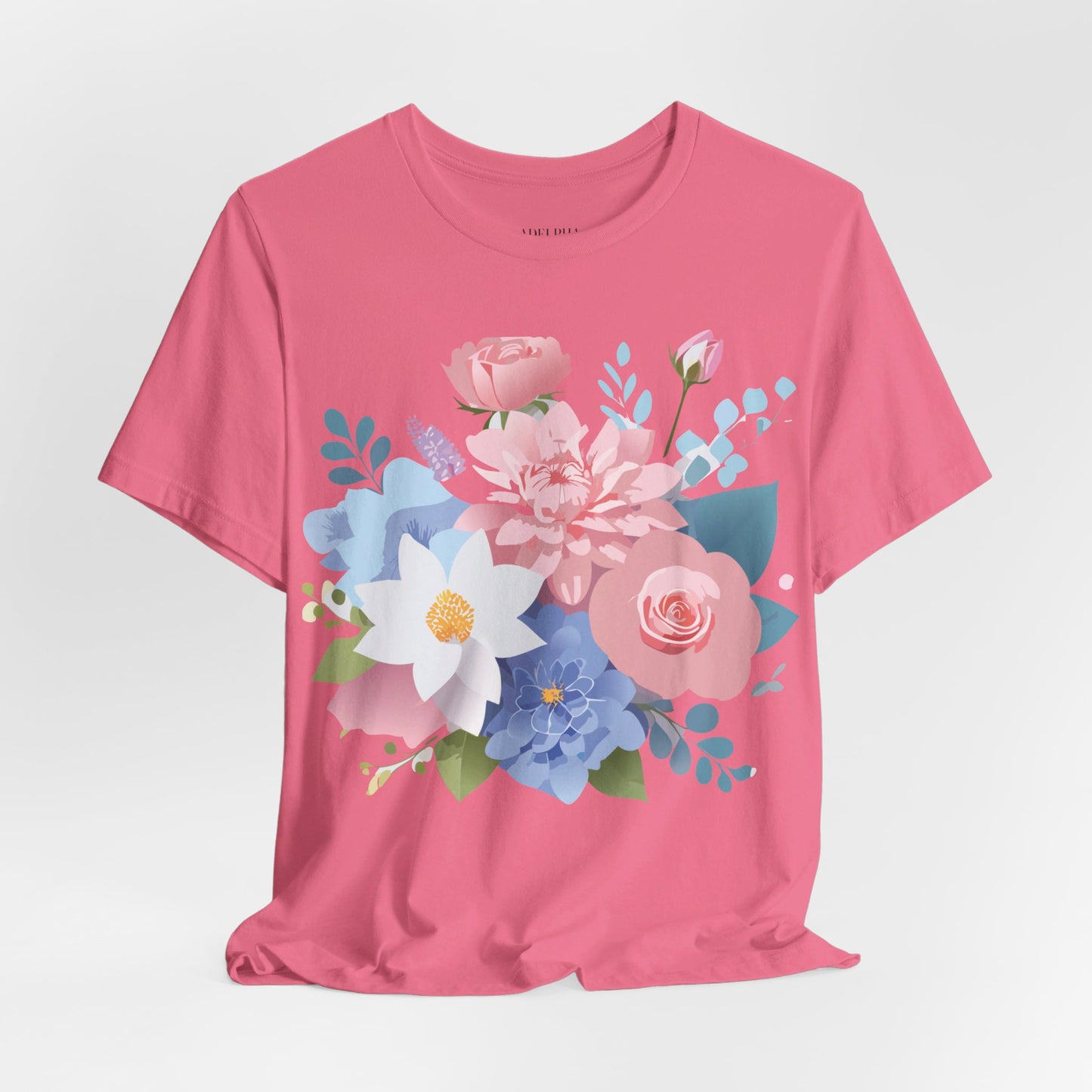 Natural Cotton Tee Shirt with Flowers