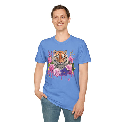 Tiger Print Shirt Unisex Animal Tee Softstyle Gildan 64000 Cotton
