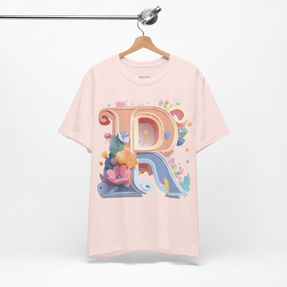 Natural Cotton Tee Shirt - Letters Collection - R Printify