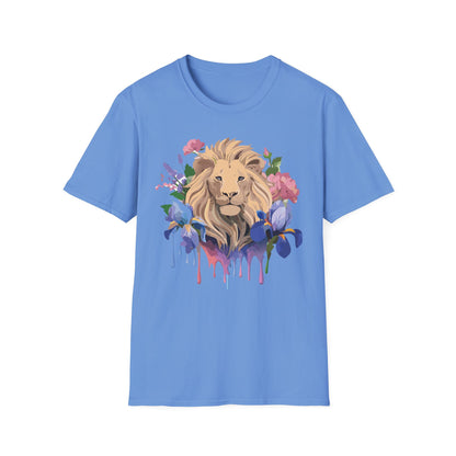 Unisex Softstyle Lion Shirt Floral Lion Tee Animal Print Graphic Tee