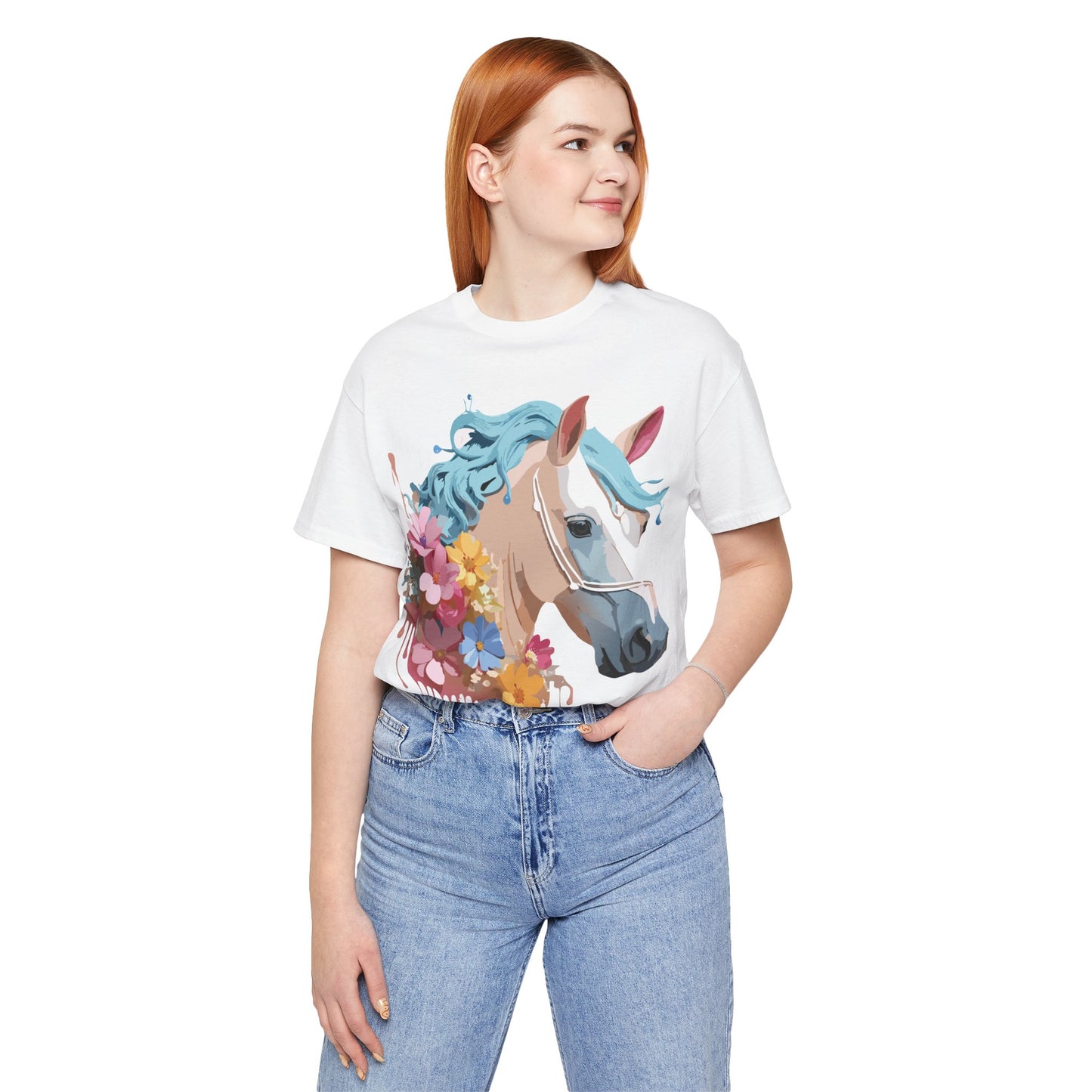 Natural Cotton Tee Shirt with Horse