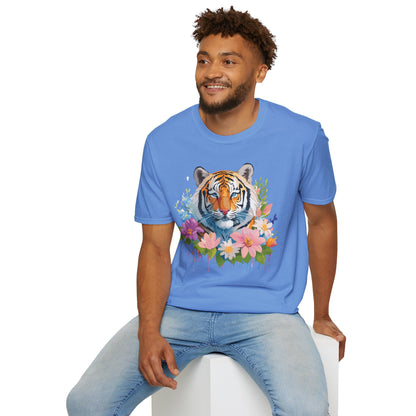 Tiger Print Unisex Softstyle T Shirt 100 Percent Ring Spun Cotton Tee