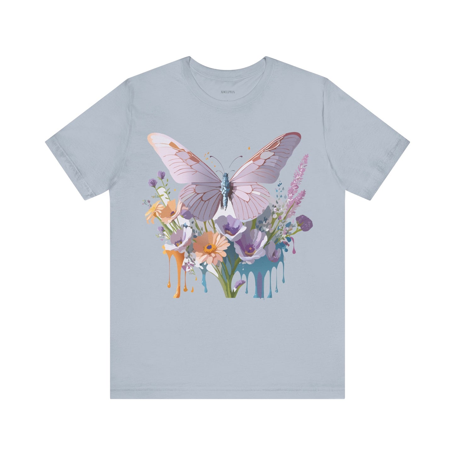 Natural Cotton Tee Shirt with Butterfly